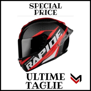 Casco moto pista racing integrale carbonio MTHELMETS rapide rosso nero lucido om - Imagen 1 de 5