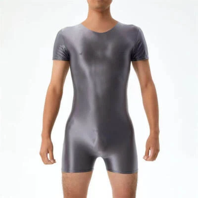 Hombres Brillante Satén Entrepierna Abierta Pantalones Cortos Body Calzoncillos Boxers Mono Leotardo Foto 1 de 3