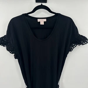 Rachel Parcell Bodycon Dress Womens Medium Black Ruffle Crochet Drawstring Waist - Picture 1 of 11