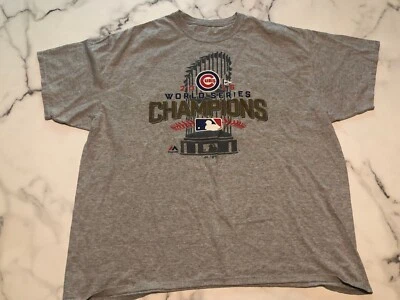 Chicago Cubs 2016 Campeones de la Serie Mundial Majestuosa Camiseta Gris MLB Camiseta Talla XL Foto 1 de 4
