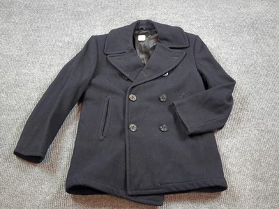 US Navy Coat 40S Black GI Issue Double-breasted Military Vintage Wool Peacoat - Image 1 of 4