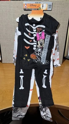 Disney Minnie Mouse Niñas Talla 3T Brilla en la Oscuridad Halloween Juego de 4 Piezas Pijama Foto 1 de 4
