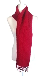 Amicale 100 % Kaschmir rot gewebter Schal mit Fransenenden 66 x 10 cm - Bild 1 von 10