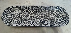 Short Stories Blue & White Oval Tray 14” X 4” - Picture 1 of 8