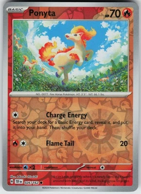 Pokemon Ponyta 026/162 SV05: Temporal Forces NM Reverse Holo card - Image 1 of 2