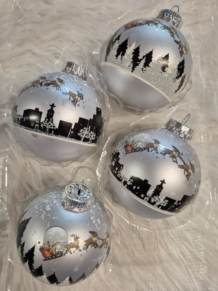 Christbaumkugel Weihnachtskugel Christbaumschmuck Krebs Lauscha silber Rentier - Bild 1 von 4