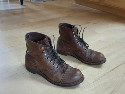 Red Wing 8111 Heritage Iron Ranger 帽头靴棕色系带 7.5 D 码 — 第 1/4 张图片