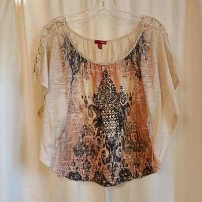 Top Bongo para mujer talla L beige estrás boho hombro abierto Foto 1 de 4