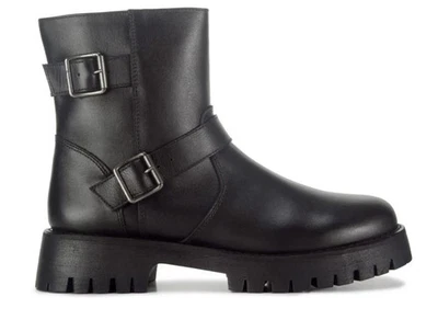 Botas al tobillo Steve Madden Crusader de cuero para mujer con suela negra talla 9. ¡NUEVO! Foto 1 de 4