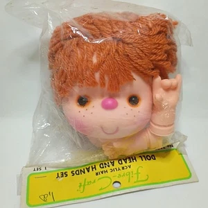 Fibre Craft 4 1/2" Doll Head and Hands Red Orange Acrylic Yarn Hair NEW - Picture 1 of 9