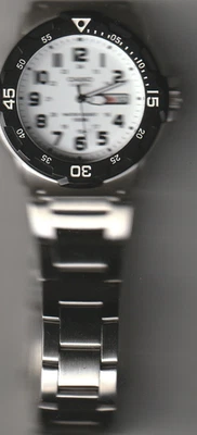 Casio Men 5125 MRW-200H  Day Date Silver Tone Quartz Analog 42mm Watch 7" - Image 1 of 4