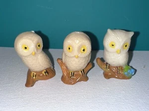 Vtg Owl Pencil Topper Hong Kong Set Lot Cake 1.5" Celluloid Hard Plastic - Picture 1 of 3