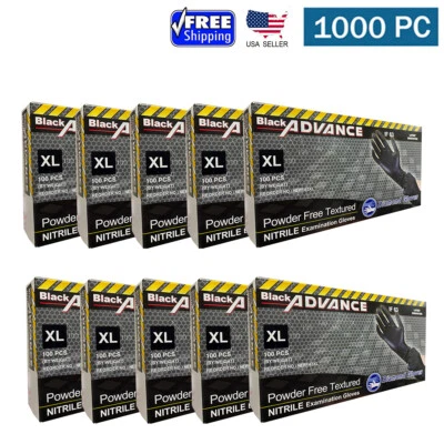 Advance Nitrile Examination Gloves 6-mil, Black - 1000 Pieces New (S/M/L/XL)