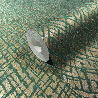 Papis Loveday designer fleece wallpaper 86727 structure green gold metallic (€10.09/1sqm - Image 1 of 4