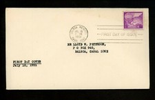 US Postal History Canal Zone #C21 FDC Globe & Wing 1951 Balboa CZ Wrong Rate Due