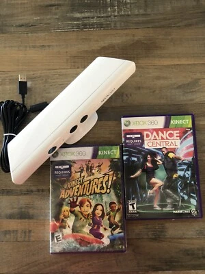 XBOX 360 Kinect Sensor (White) Model No. 1414 & 2 Games - Image 1 of 4