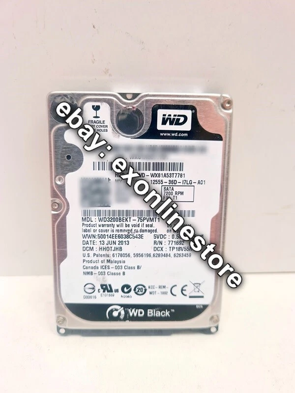 J1CM4 - Dell/WD 320GB 7200RPM 2.5" SATA HDD (WD3200BEKT) - Image 1 of 1
