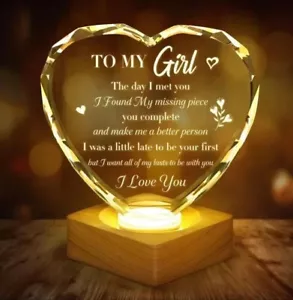 To My Girl Geschenke 3D Lampe für Freundin, Frau, Partne graviertes Kristall Nachtlicht - Bild 1 von 6