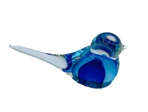 Blu art glass sommerso bird Paperweight - Picture 1 of 8