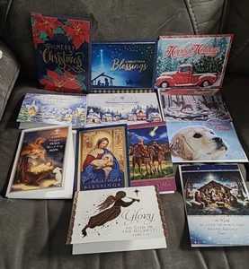 12 Christmas Cards w/ Envelopes Greetings Printed, Random Lot of Xmas cards - Picture 1 of 15