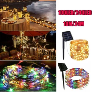 100/240 LED Outdoor Solar String Lights Yard Xmas Decor Lights Waterproof Lamp - Picture 1 of 20