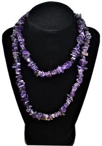 18" High Quality Polished Gem Multi-Tone Amethyst Chip Beaded Necklace  - Picture 1 of 7