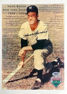 Hank Bauer Signed 81/2 x 11 NY Yankee Photo PSA AM84253 - Picture 1 of 2