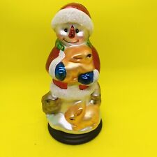THOMAS PACCONI 30 Years Classics 2004 Blown Glass Snowman with Bunny Rabbits 6"