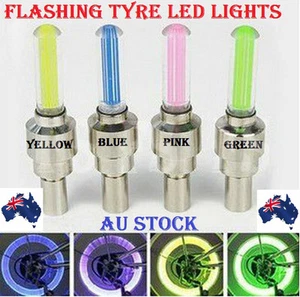2 PCS FLASHING NEON LED LIGHT WHEEL VALVE CAP TYRE CAR MOTORCYCLE BICYCLE BIKE - Picture 1 of 5