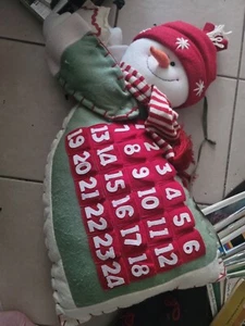 Snowman Plush Pillow Advent Pocket Calendar Countdown to Christmas Farmhouse - Picture 1 of 5