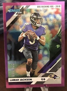 2019 DONRUSS LAMAR JACKSON STAT LINE PURPLE /500 RAVENS SUPERSTAR - Picture 1 of 2