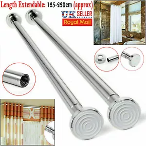 Shower Curtain Pole Rail Rod Heavy Duty Extendable Telescopic Bath Door Window - Picture 1 of 8