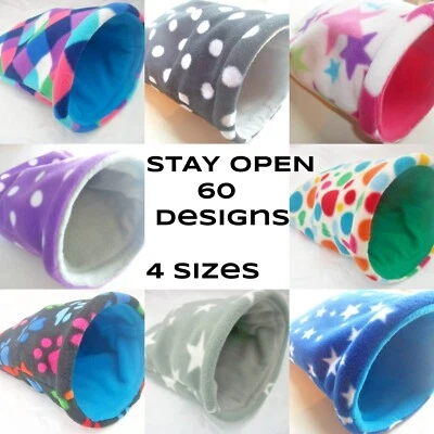 **STAY OPEN***4 SIZES*** FLEECE GUINEA PIG BED POUCH SMALL ANIMALS HEDGEHOG etc