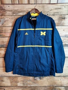 Mens Mid Length Michigan Wolverines Large Jacket Embroidered Windbreaker Adidas - Picture 1 of 7