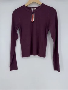T-shirt girocollo MARINE LAYER manica lunga Lexi Rib Sun-In. Windsor Wine Medium. Prezzo consigliato $58 - Foto 1 di 4
