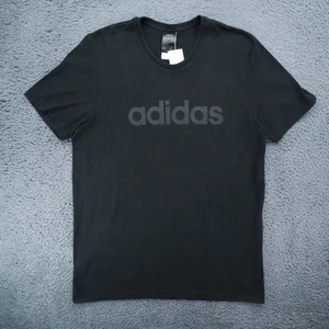 Adidas Regular Fit Black Cotton T-Shirt Large Mens Short Sleeve Crew Neck Soft - Picture 1 of 8