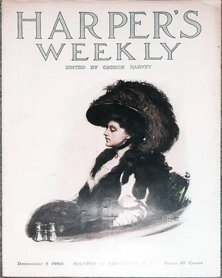 1908 -HARVARD-YALE FOOTBALL/JAMES MONTGOMERY FLAGG- HARPER'S WEEKLY Magazine - Image 1 of 3