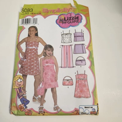 Simplicity Lizzie McGuire Girls Dress Top Pants Skirt Purse Pattern Size 7-14 - Image 1 of 3