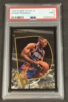 Fleer Total D Dennis Rodman #2 1992-93 como nuevo PSA 9 Detroit Pistons Salón de la fama Foto 1 de 2