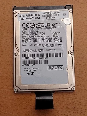 160GB Hitachi HTS723216L9SA60 7K320-160 SATA 2,5" Notebook Festplatte mit Käfig - Bild 1 von 4