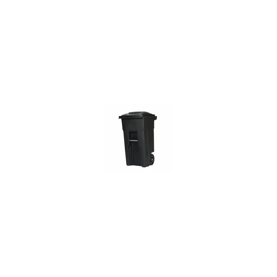 Toter 32 Gal. Black Outdoor Trash Can With Attached Lid and Wheels 79232-R2200