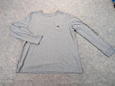 Vineyard Vines Shirt Mens Large Gray Long Sleeve Pocket Happy Halloween Graphic - Image 1 of 4