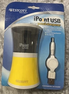 Westcott iPoint USB or Battery Powered Pencil Sharpener Yellow - Picture 1 of 2