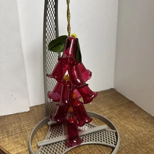 Vintage Silvestri rot Glas 5 Ebenen verschachtelte Glocken Weihnachtsschmuck - Bild 1 von 4