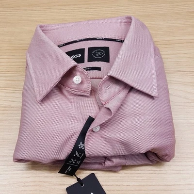 HUGO BOSS Shirt Mens Size 15.5 32 33 Pink Performance Sharp Fit HANK KENT $198 - Image 1 of 4