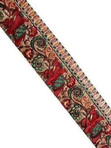 Vintage Saree Border India Decorative Trim Antique Embroidered Ribbon Silk Sari - Picture 1 of 8