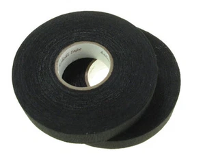 2 Rolls 19mm x 25M Adhesive Cloth Fabric Tape cable looms wiring harness *Black* - Picture 1 of 2