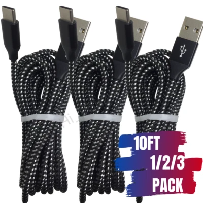 10FT Fast Type c USB c Charging Cable Braided Charger Data Cord for Android LG - Image 1 of 4