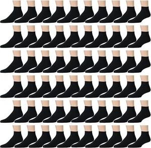 60 Pairs of Womens Diabetic Cotton Ankle Socks Soft Non-Binding Socks 9-11 Black - Picture 1 of 4