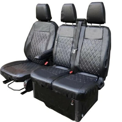 FULLY TAILORED LEATHER QUILTED SEAT COVERS for FORD TRANSIT CUSTOM 2013 on  - Image 1 of 4